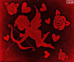 пазл Амур, сердца и розы